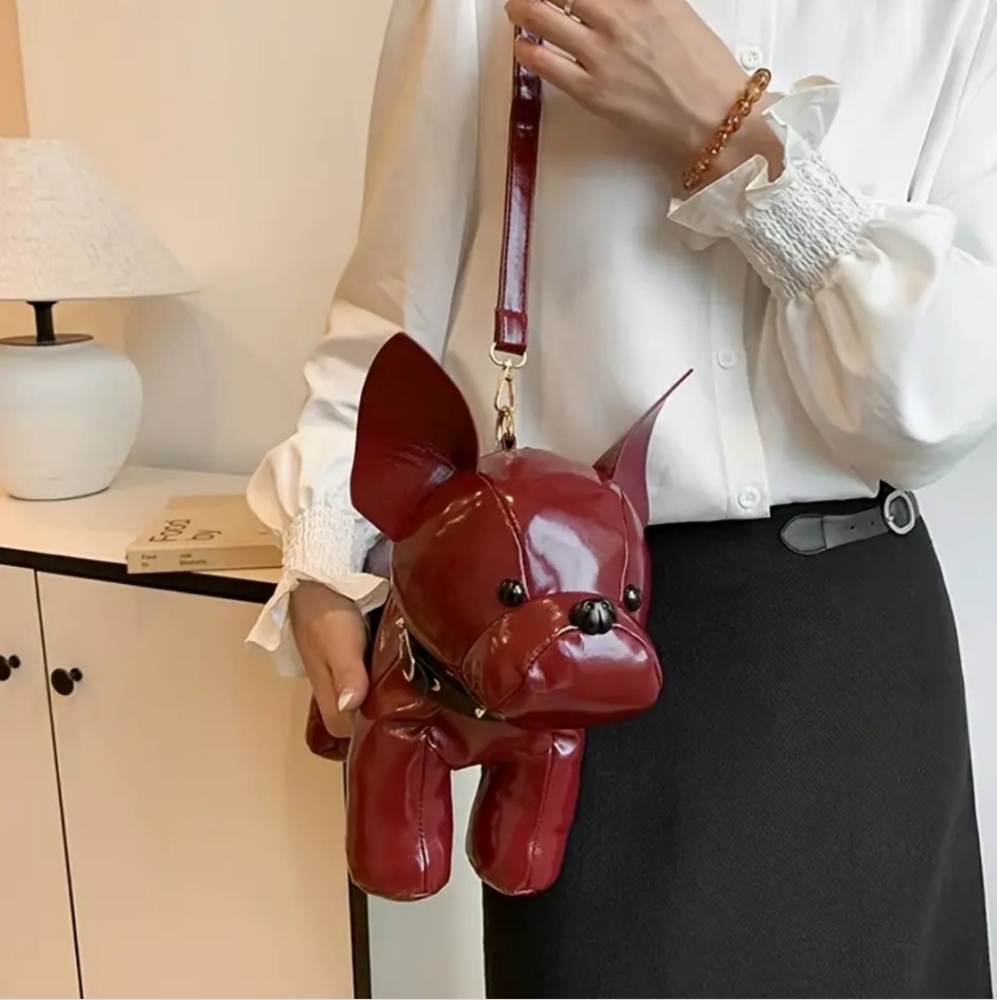 Burgundy Dog-Shaped Crossbody Bag - Picture 2 of 7